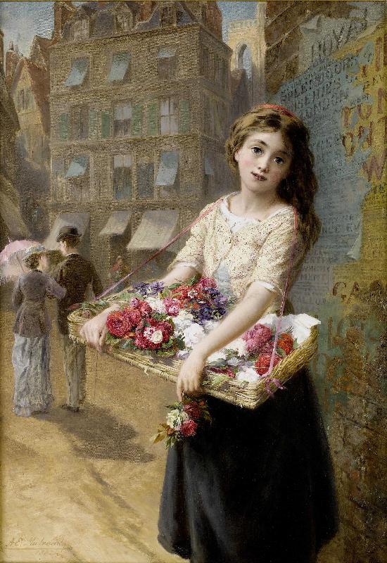 Augustus Earle A street flower seller oil painting picture